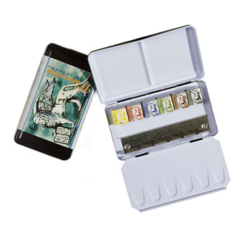 Half pans watercolors set in metal case - Renesans - 6 pcs.