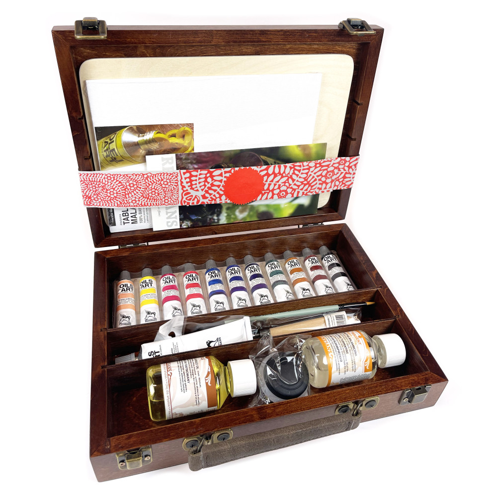 Set of Oils for Art oil paints in wooden case - Renesans - 12 colors x 20 ml