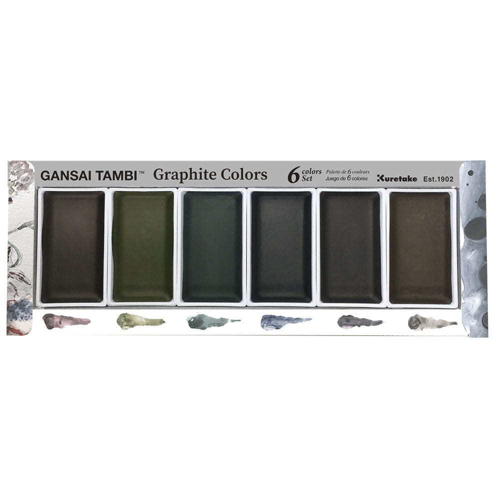 Zestaw farb akwarelowych Gansai Tambi - Kuretake - Graphite Colors, 6 kolorów