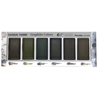 Zestaw farb akwarelowych Gansai Tambi - Kuretake - Graphite Colors, 6 kolorów
