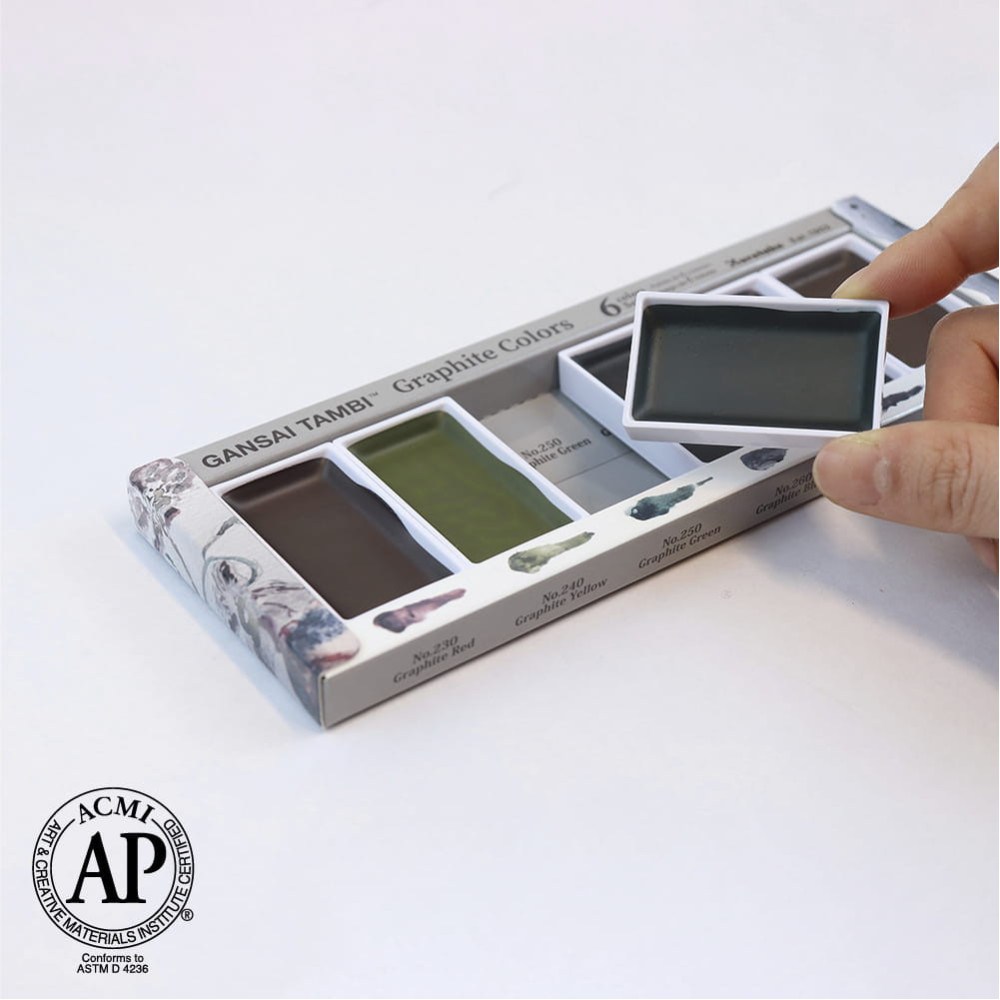 Zestaw farb akwarelowych Gansai Tambi - Kuretake - Graphite Colors, 6 kolorów