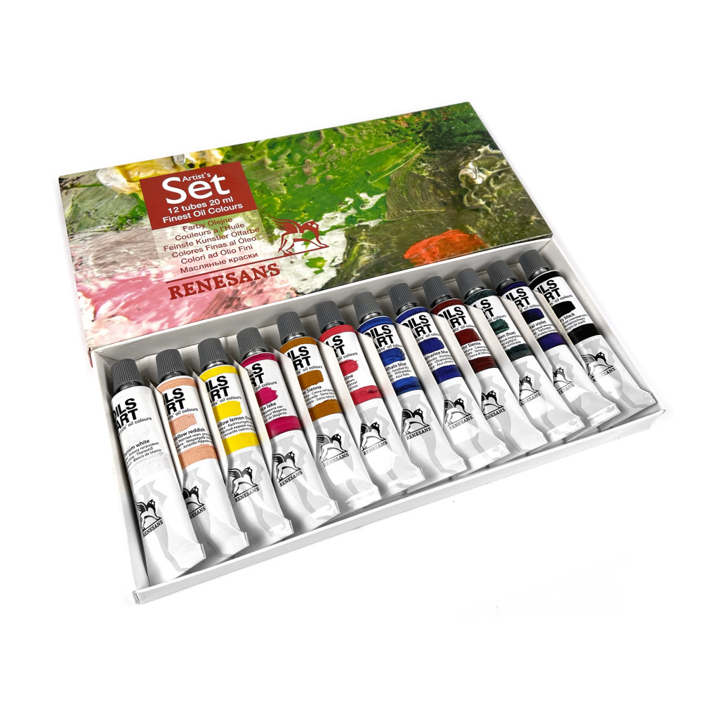 Set of Oils for Art oil paints - Renesans - 12 colors x 20 ml