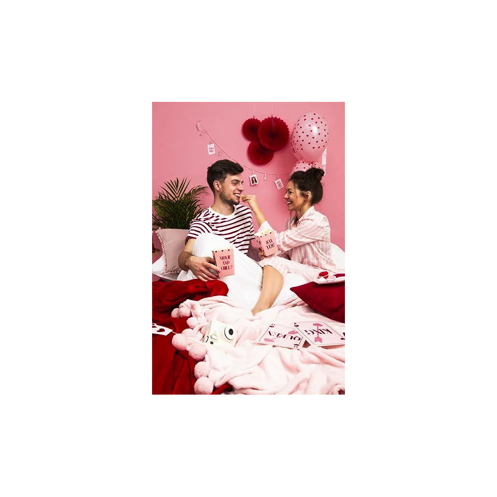 Decorative rosettes, tissue fans - red, 3 pcs.