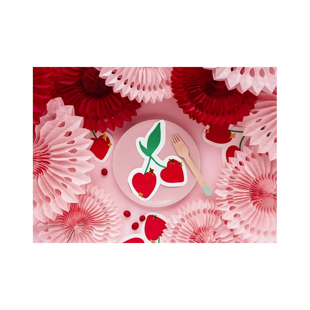 Decorative rosettes, tissue fans - red, 3 pcs.