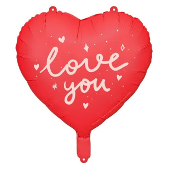 Foil balloon Heart, Love You - red, 35 cm