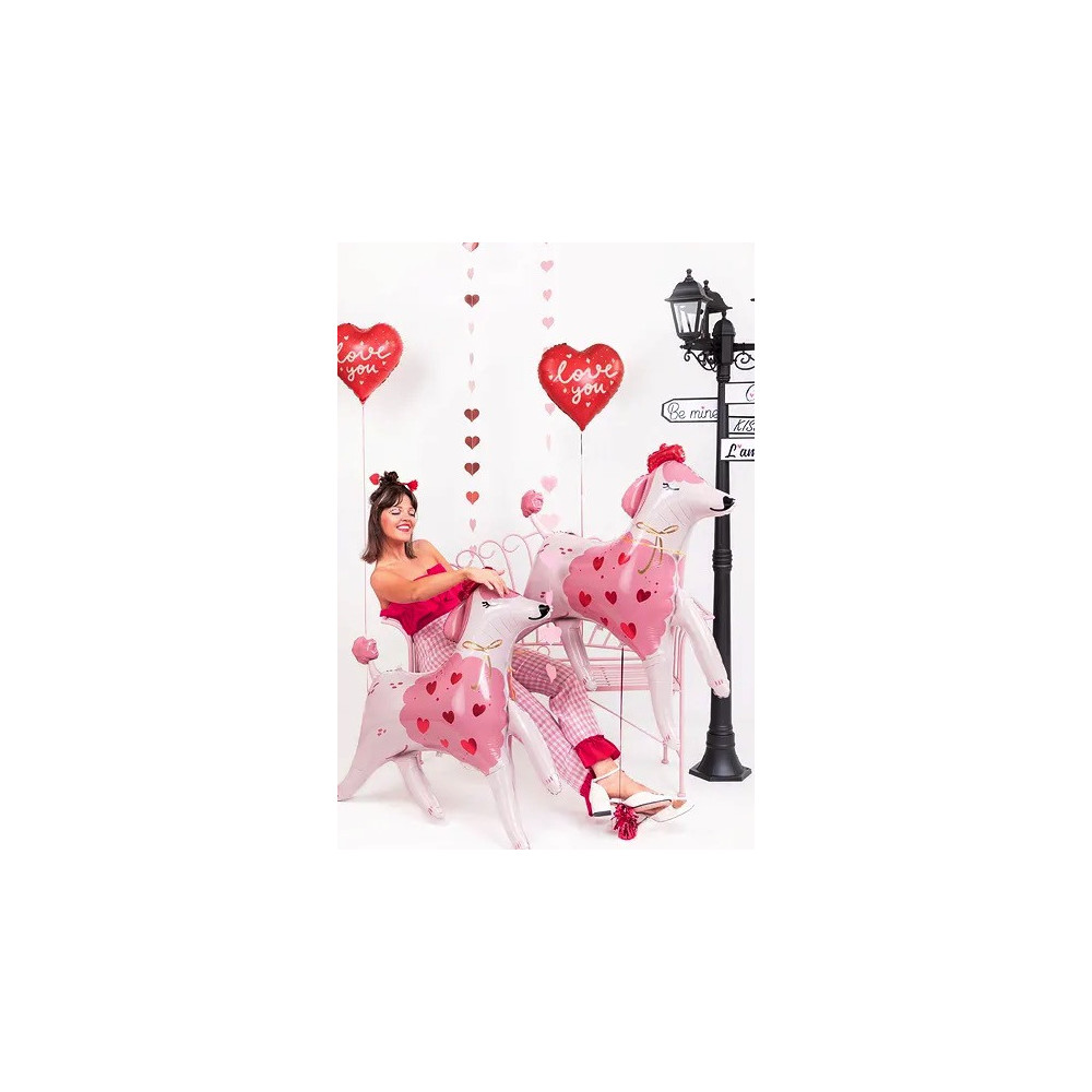 Foil balloon, Poodle - pink, 119 x 108 cm