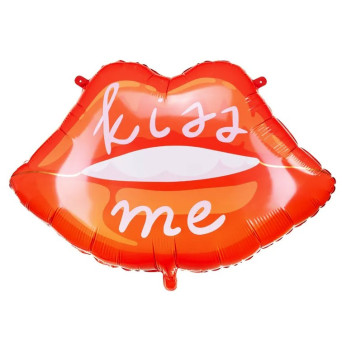 Balon foliowy Usta, Kiss Me - czerwony, 86,5 x 65 cm