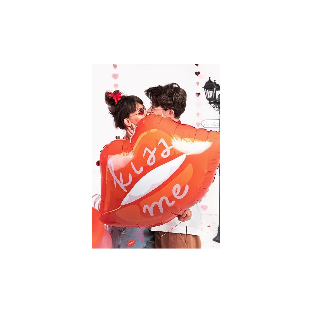 Balon foliowy Usta, Kiss Me - czerwony, 86,5 x 65 cm