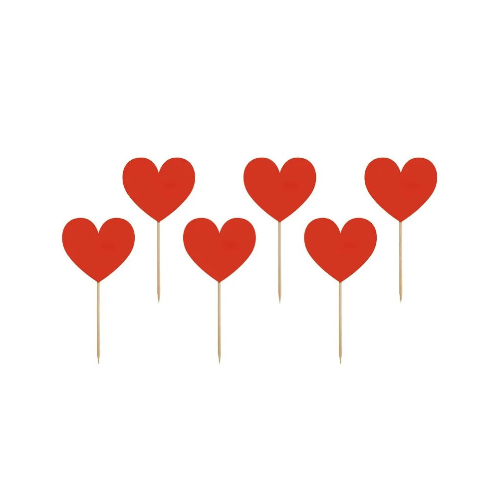 Toppery do muffinek Be My Valentine, Serca - czerwone, 6 szt.