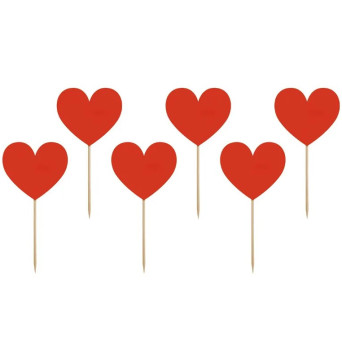 Cupcakes toppers, Be My Valentine Hearts - red, 11 cm, 6 pcs.
