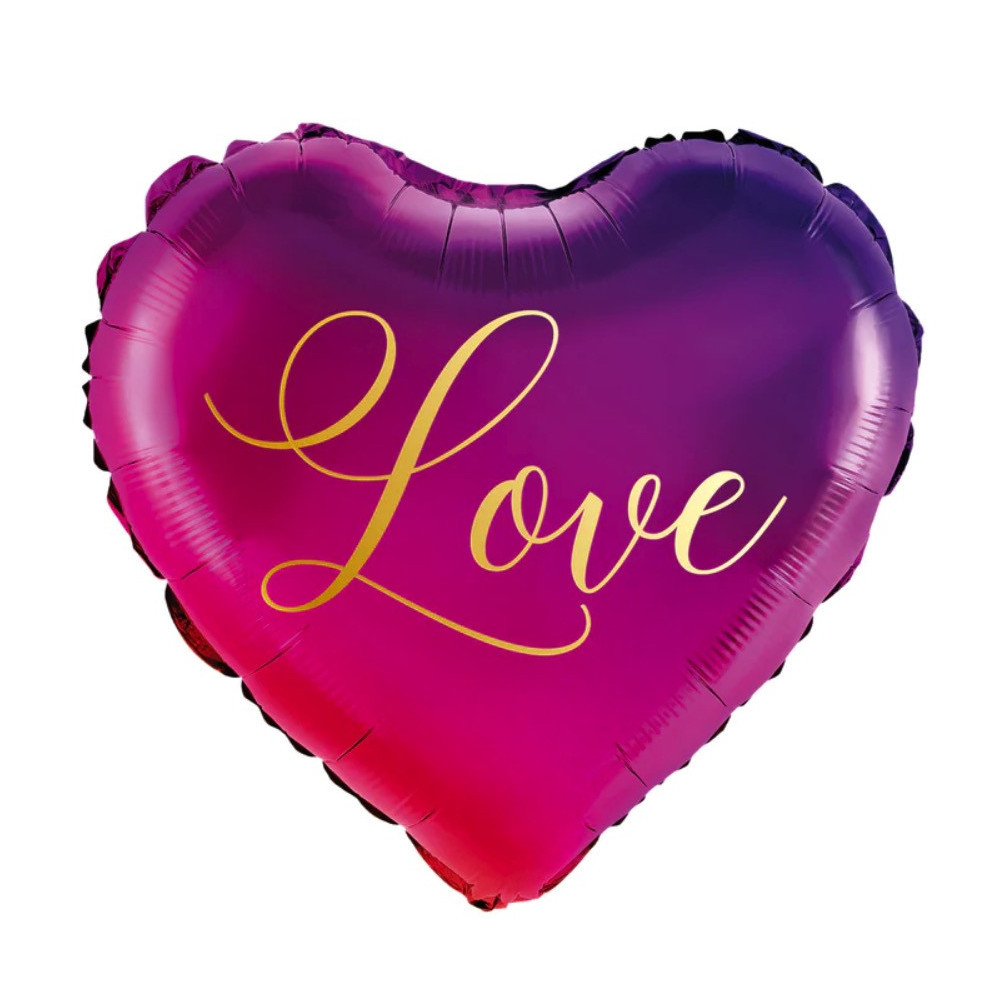 Balon foliowy Serce, Love - różowy ombre, 35 cm