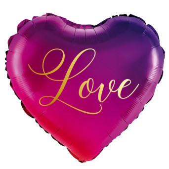 Balon foliowy Serce, Love - różowy ombre, 35 cm