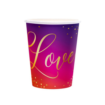 Kubeczki papierowe Love - ombre, 220 ml, 6 szt.