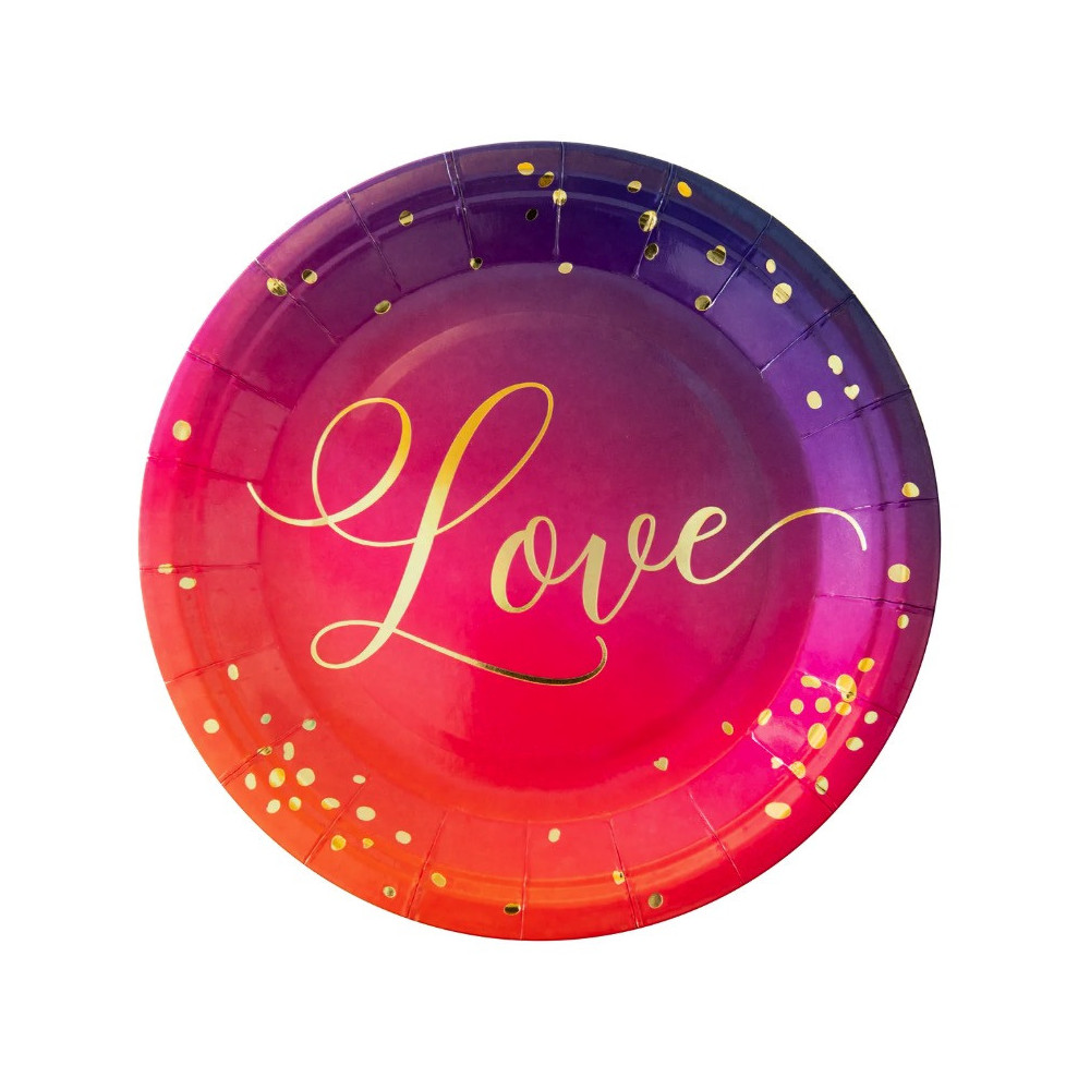 Paper plates, Love - ombre, 18 cm, 6 pcs.