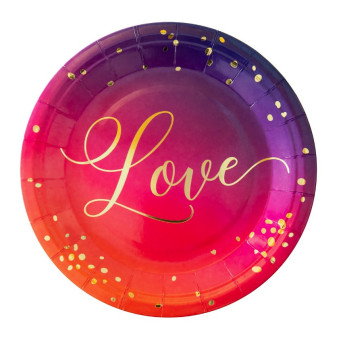 Paper plates, Love - ombre, 18 cm, 6 pcs.