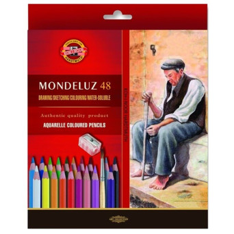 Zestaw kredek akwarelowych Mondeluz z pędzelkami - Koh-I-Noor - 48 szt.