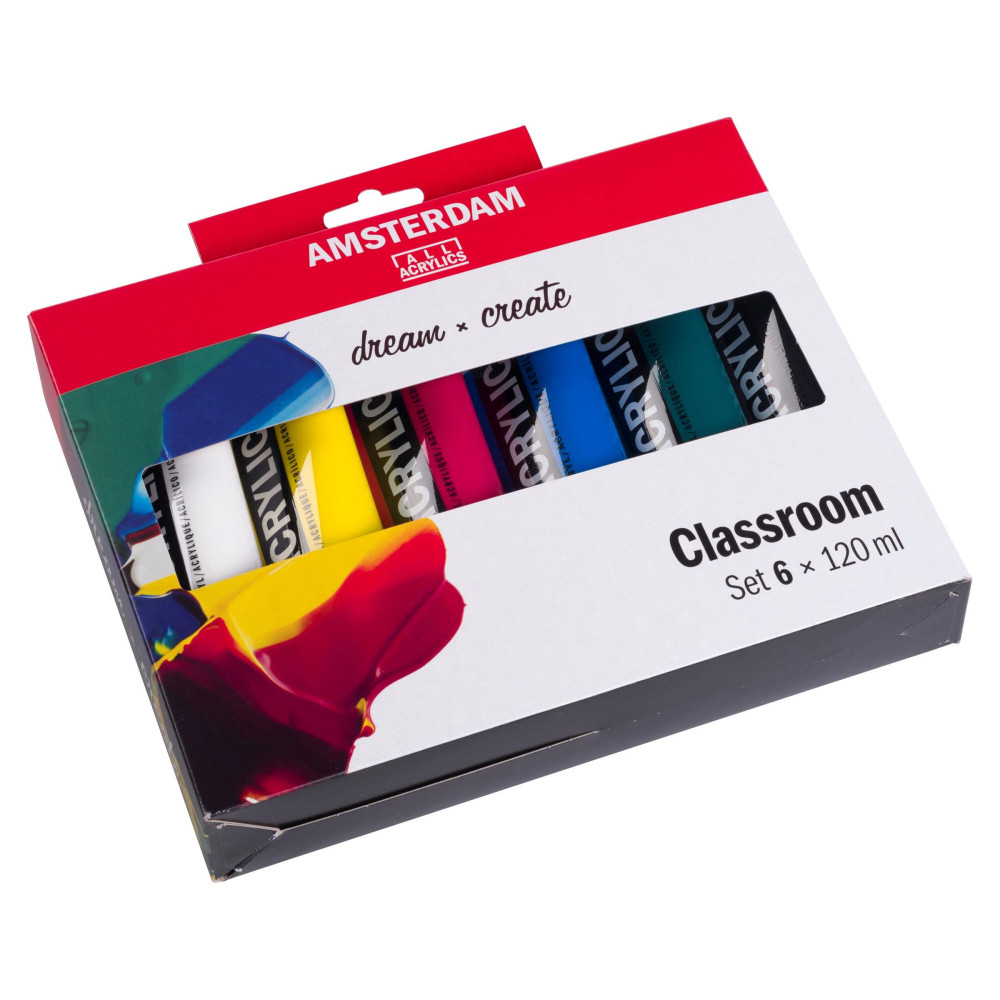 Zestaw farb akrylowych, Classroom - Amsterdam - 6 kolorów x 120 ml