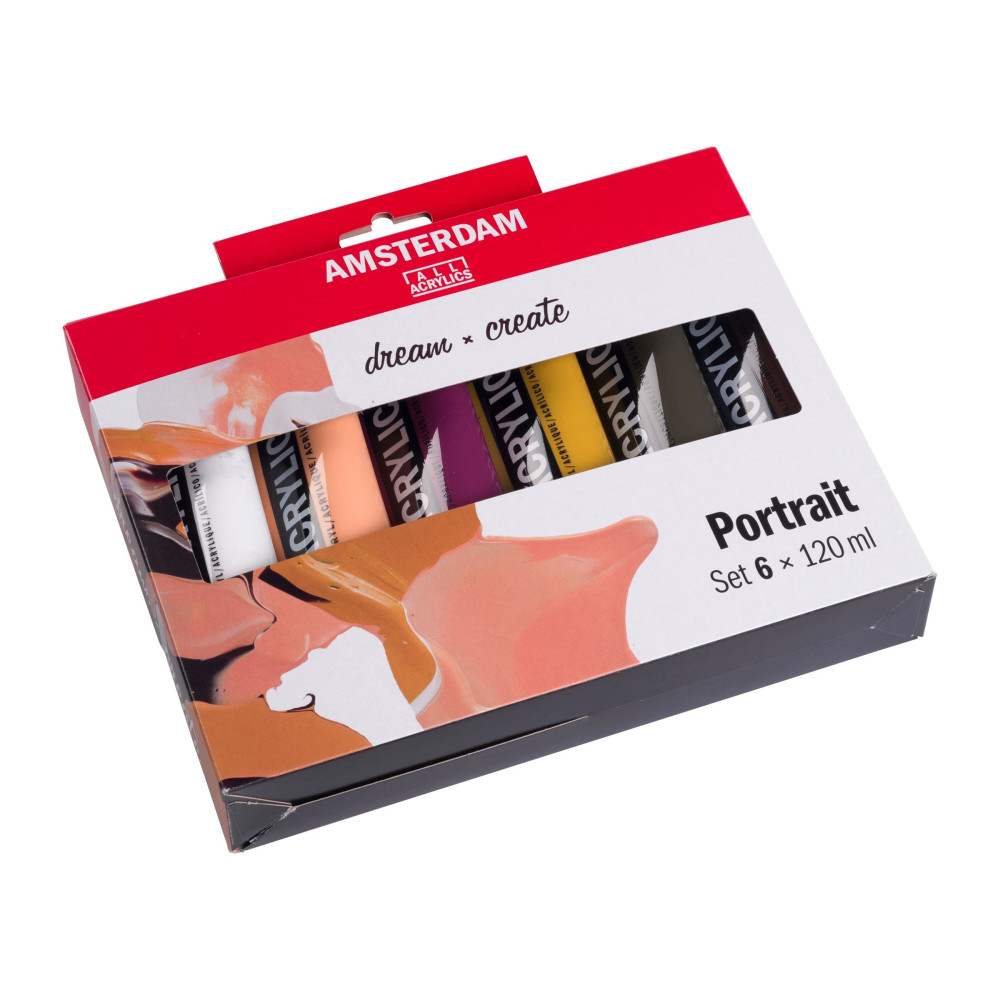 Set of acrylic paints, Portrait - Amsterdam - 6 colors x 120 ml
