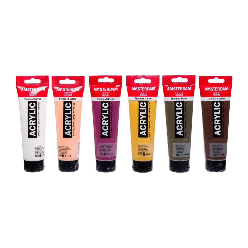 Set of acrylic paints, Portrait - Amsterdam - 6 colors x 120 ml