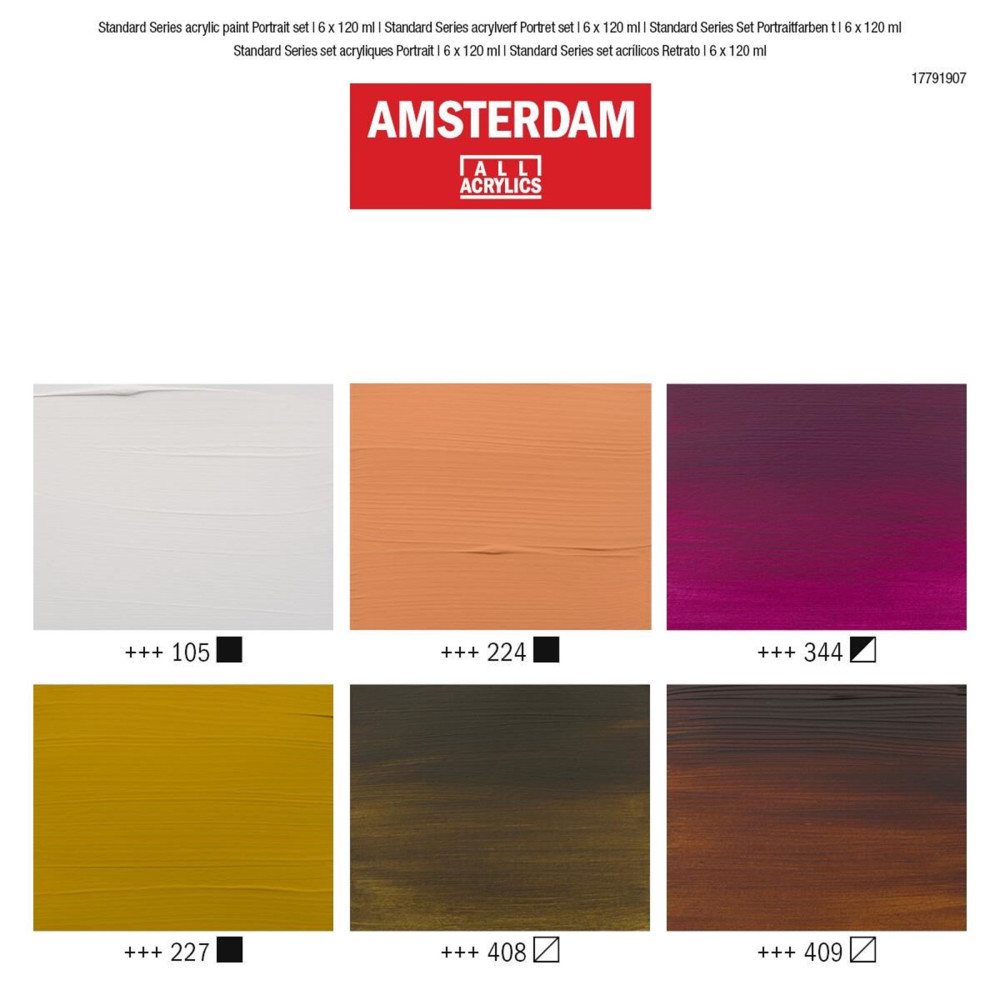 Set of acrylic paints, Portrait - Amsterdam - 6 colors x 120 ml