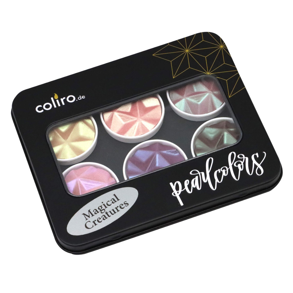 Set of watercolor paints, Magical Creatures - Coliro Pearl Colors - 30 mm, 6 pcs.