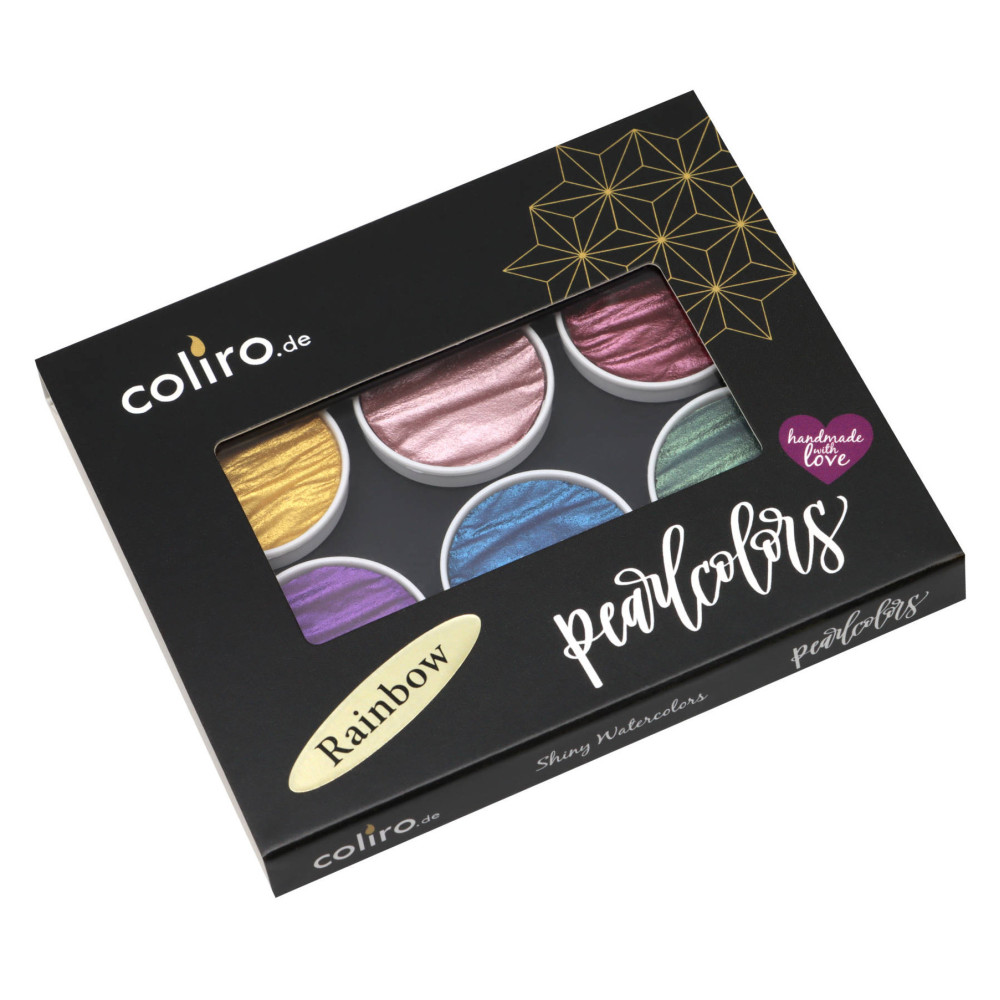 Set of watercolor paints, Rainbow - Coliro Pearl Colors - 30 mm, 6 pcs.
