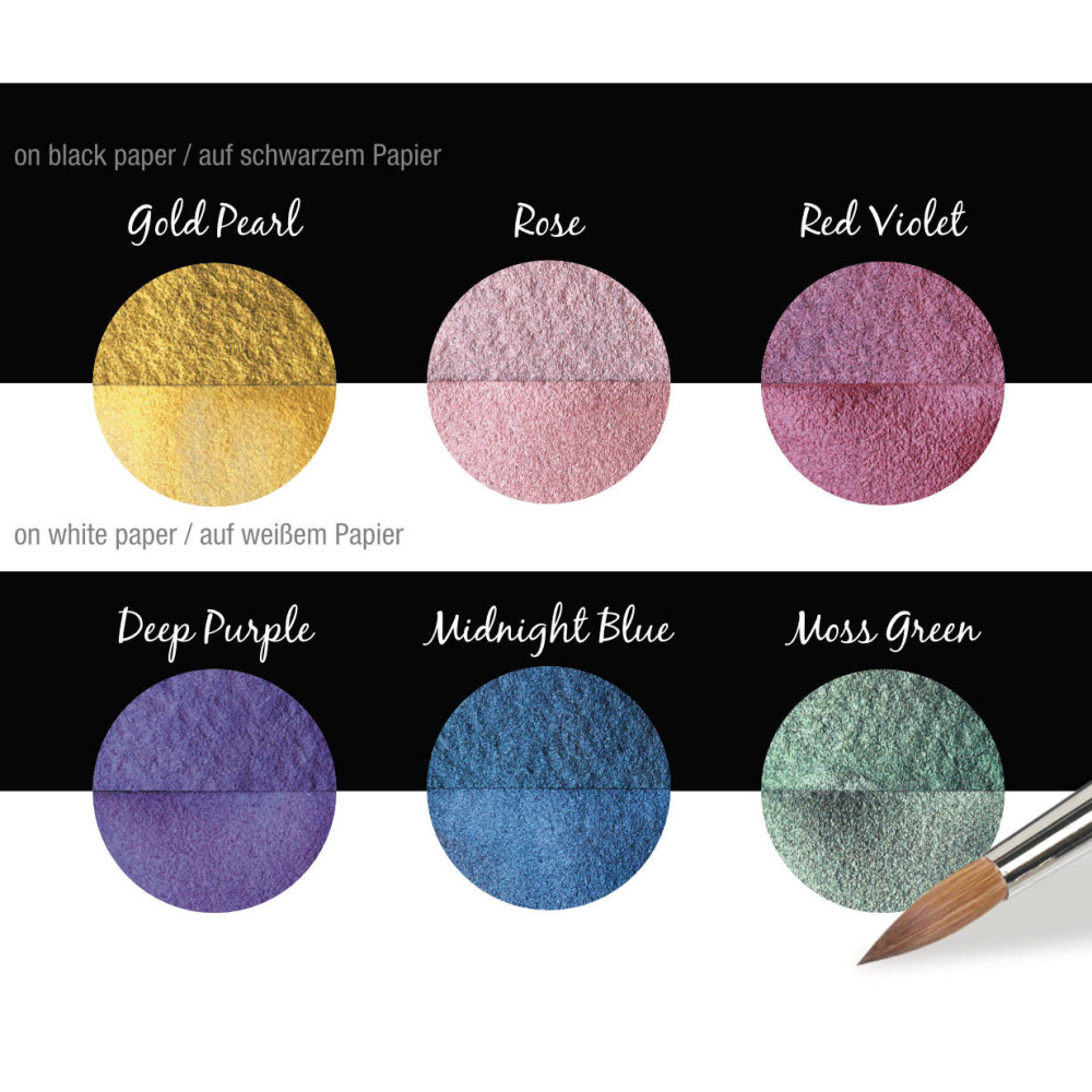 Set of watercolor paints, Rainbow - Coliro Pearl Colors - 30 mm, 6 pcs.