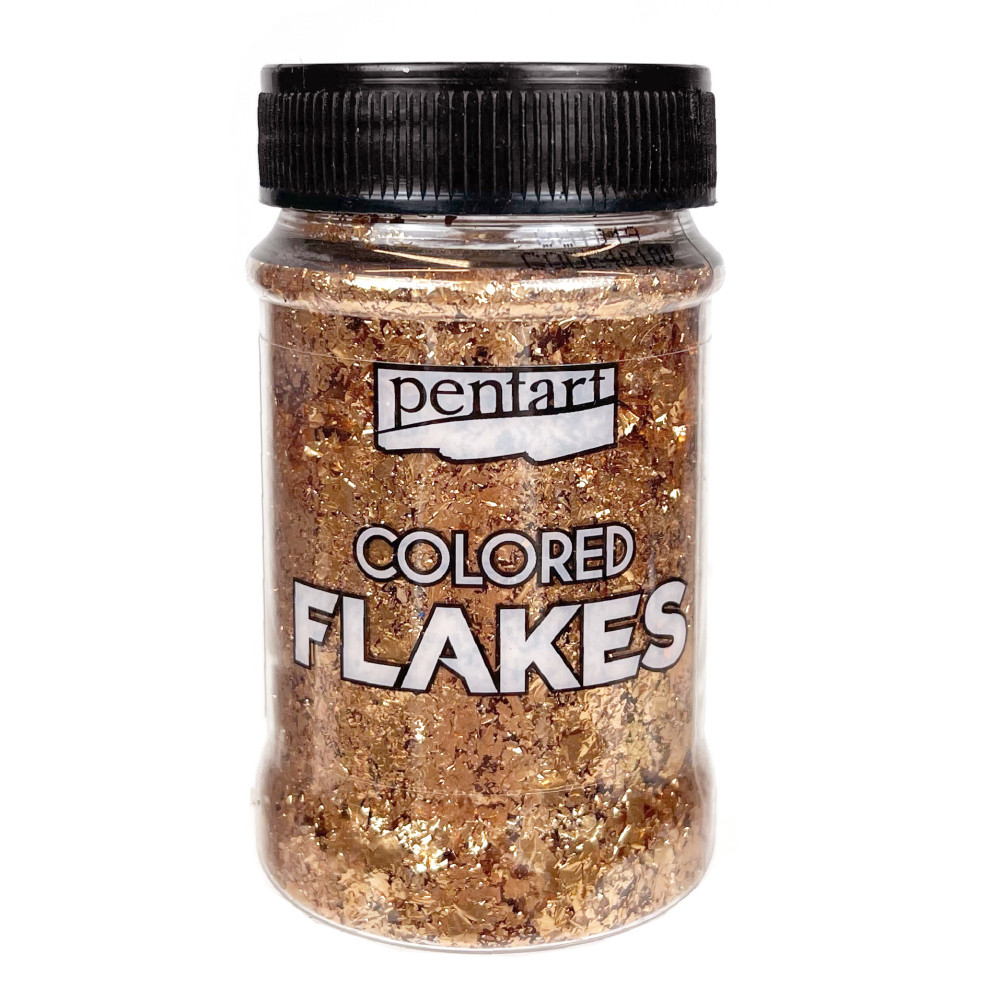 Folia do złoceń w płatkach Colored Flakes - Pentart - różowe złoto, 100 ml