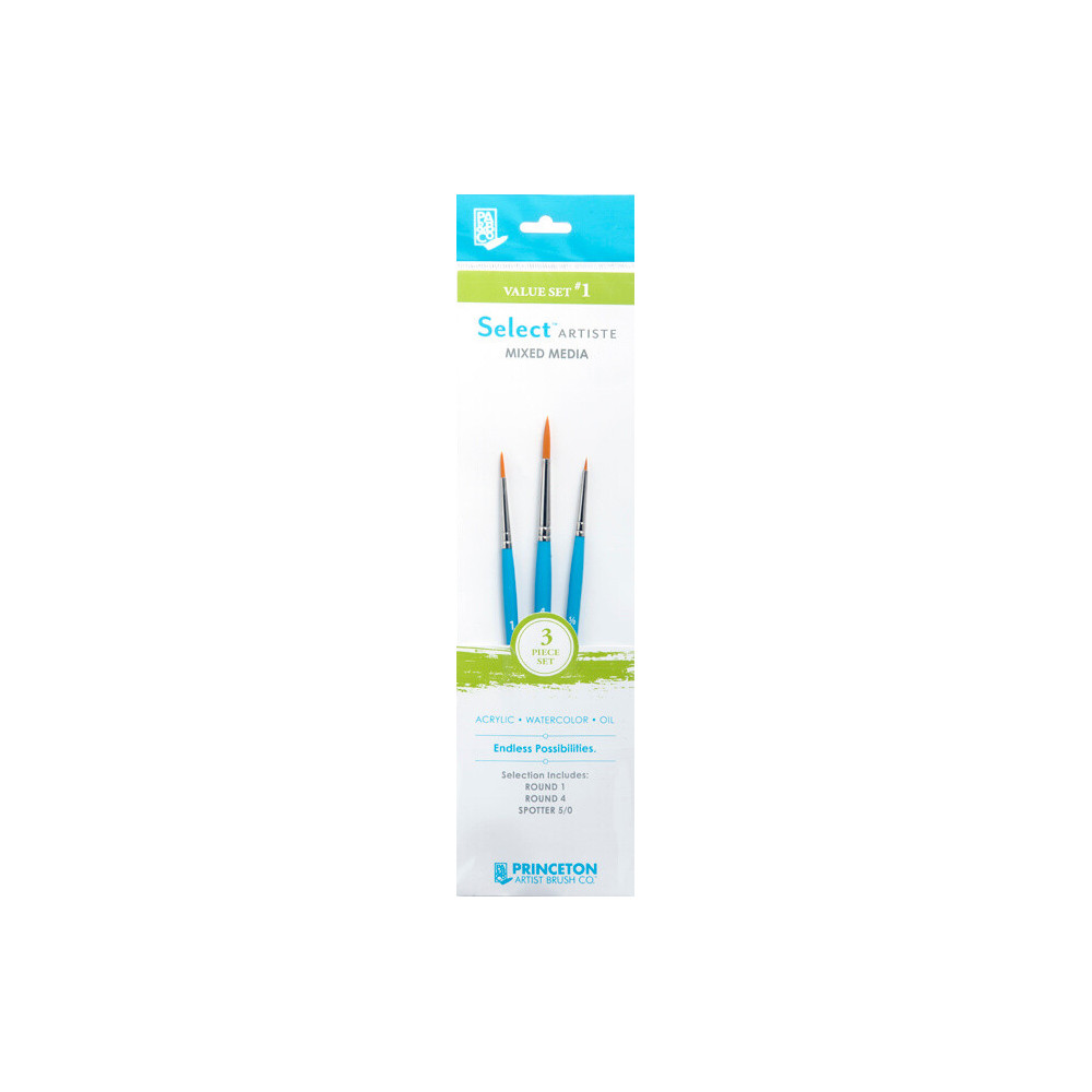 Synthetic Select Artiste brushes, Value Set 1 - Princeton - 3 pcs.