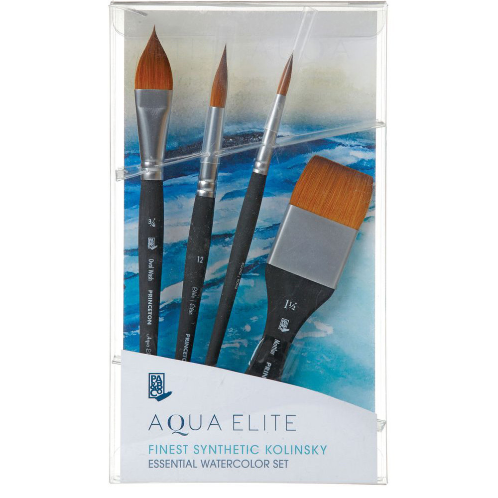Zestaw pędzli syntetycznych Aqua Elite Box - Princeton - 4 szt.