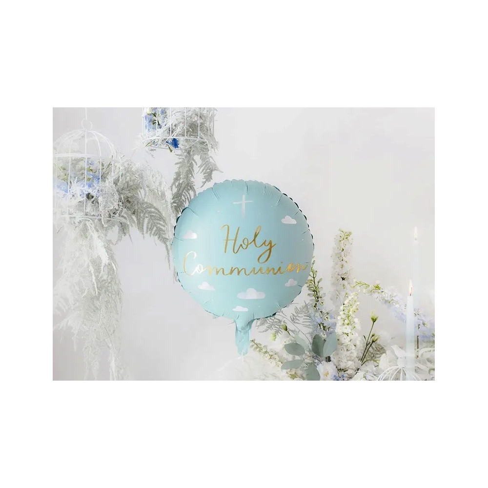 Balon foliowy, Holy Communion - niebieski, 45 cm