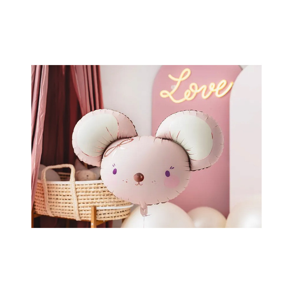 Foil balloon, Mouse - pink, 96 x 64 cm