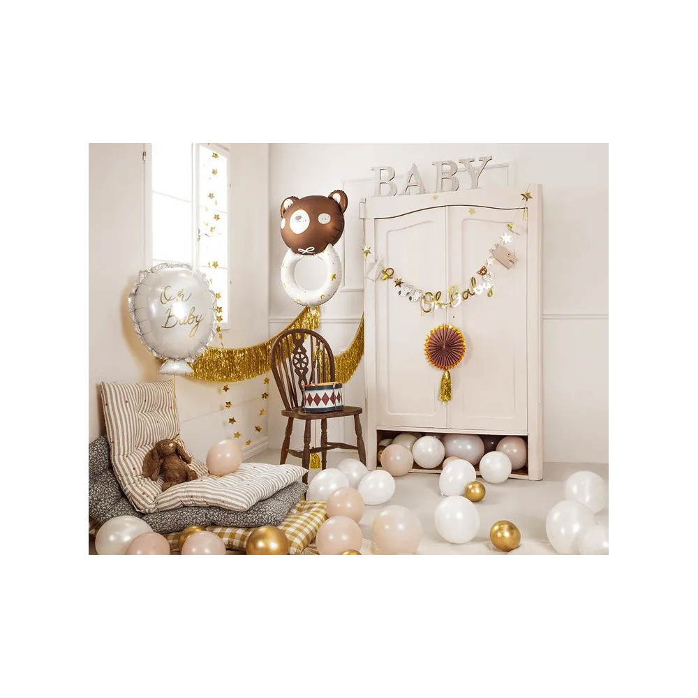 Foil balloon, Rattle Bear - brown, 61 x 88 cm