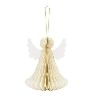 Paper honeycomb decoration, Angel - ivory, 15 cm