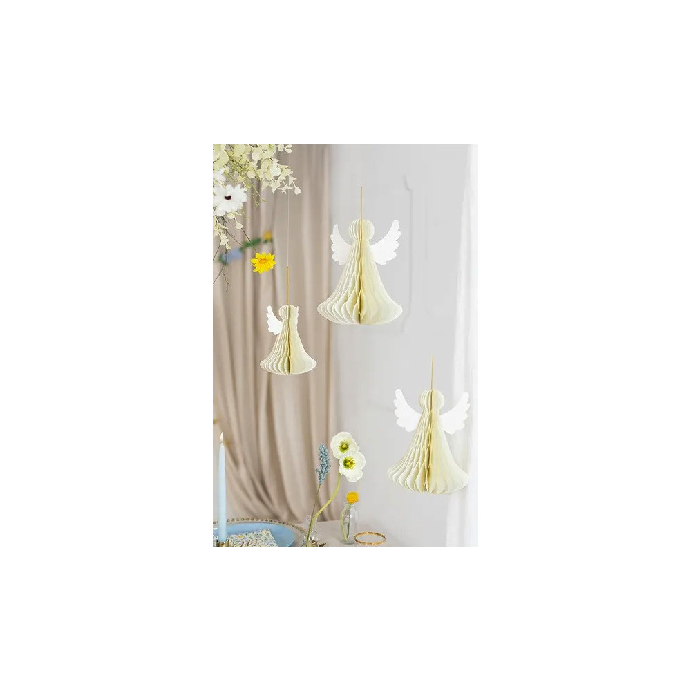 Paper honeycomb decoration, Angel - ivory, 15 cm