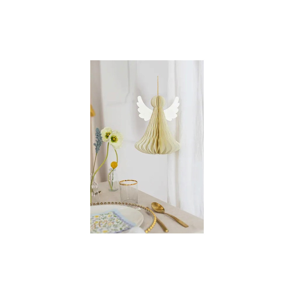 Paper honeycomb decoration, Angel - ivory, 24 cm