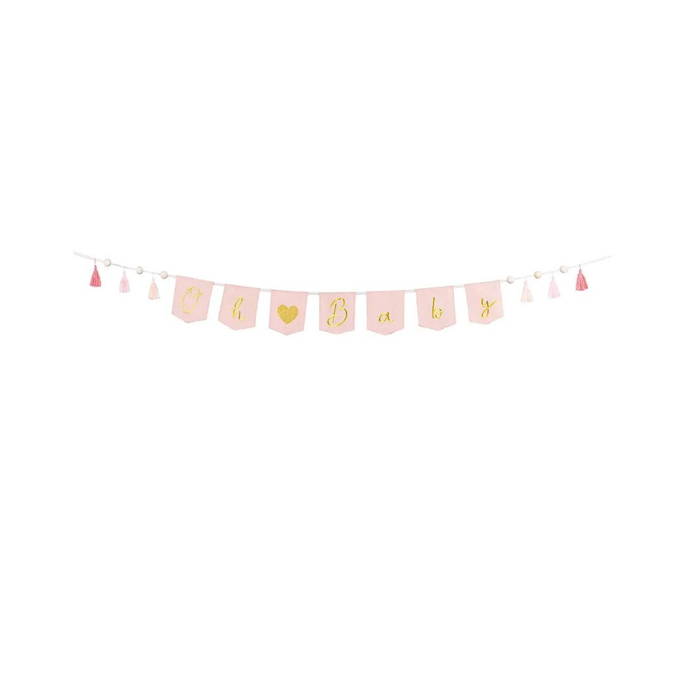 Fabric garland, Oh Baby - light pink, 2,5 m