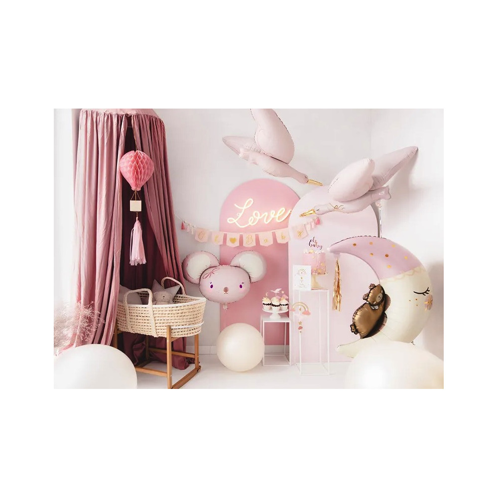 Fabric garland, Oh Baby - light pink, 2,5 m