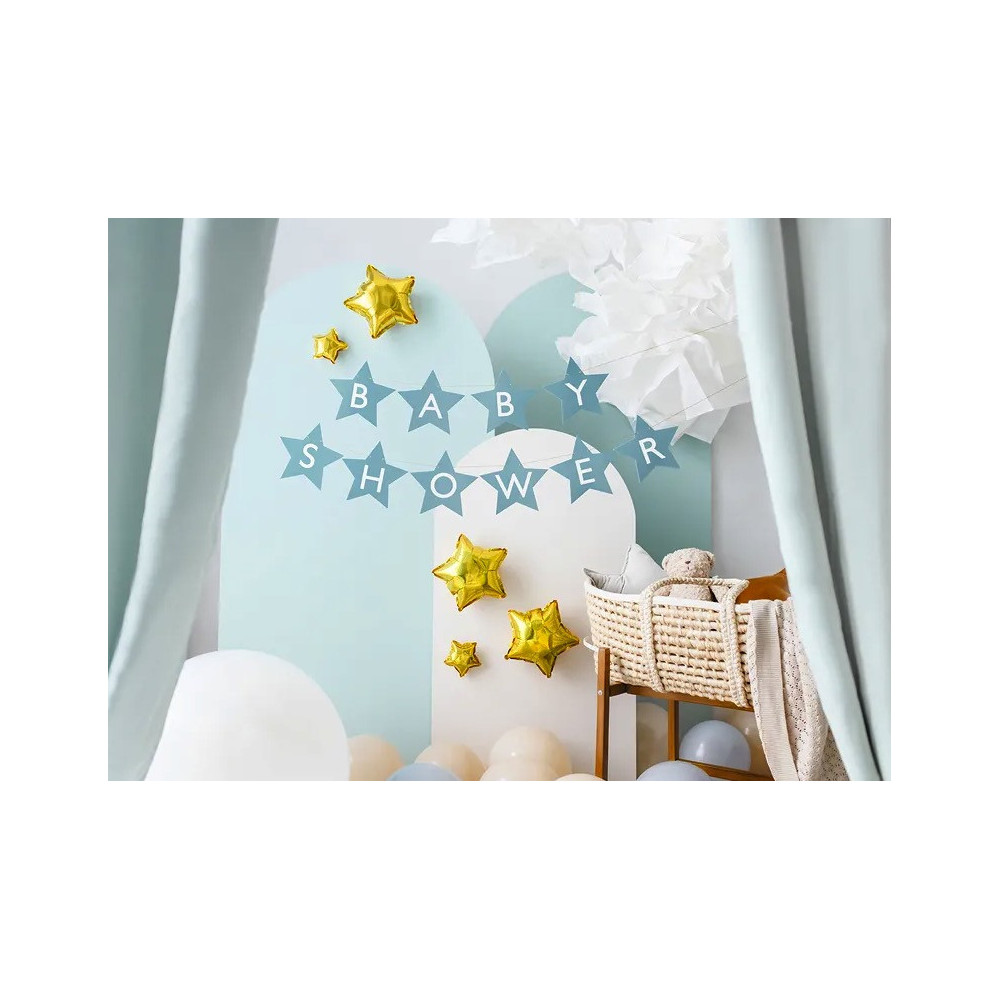 Girlanda z gwiazdkami, Baby Shower - niebieska, 16,5 x 290 cm