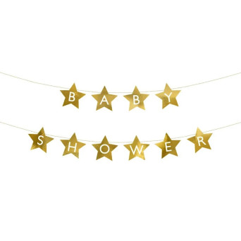 Star garland, Baby Shower - gold, 16,5 x 290 cm