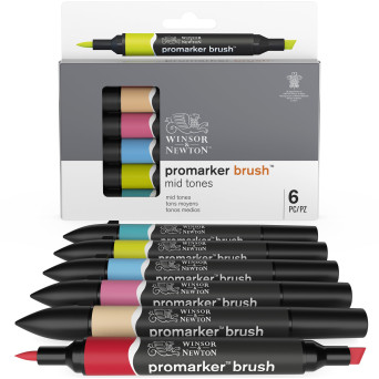 Promarker Brush - Winsor & Newton - Mid Tones, 6 pcs
