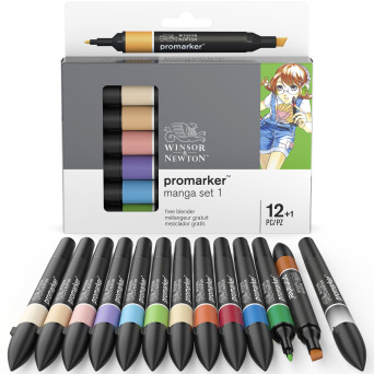Zestaw Promarker  - Winsor & Newton - Manga set 1, 12 + 1 szt.