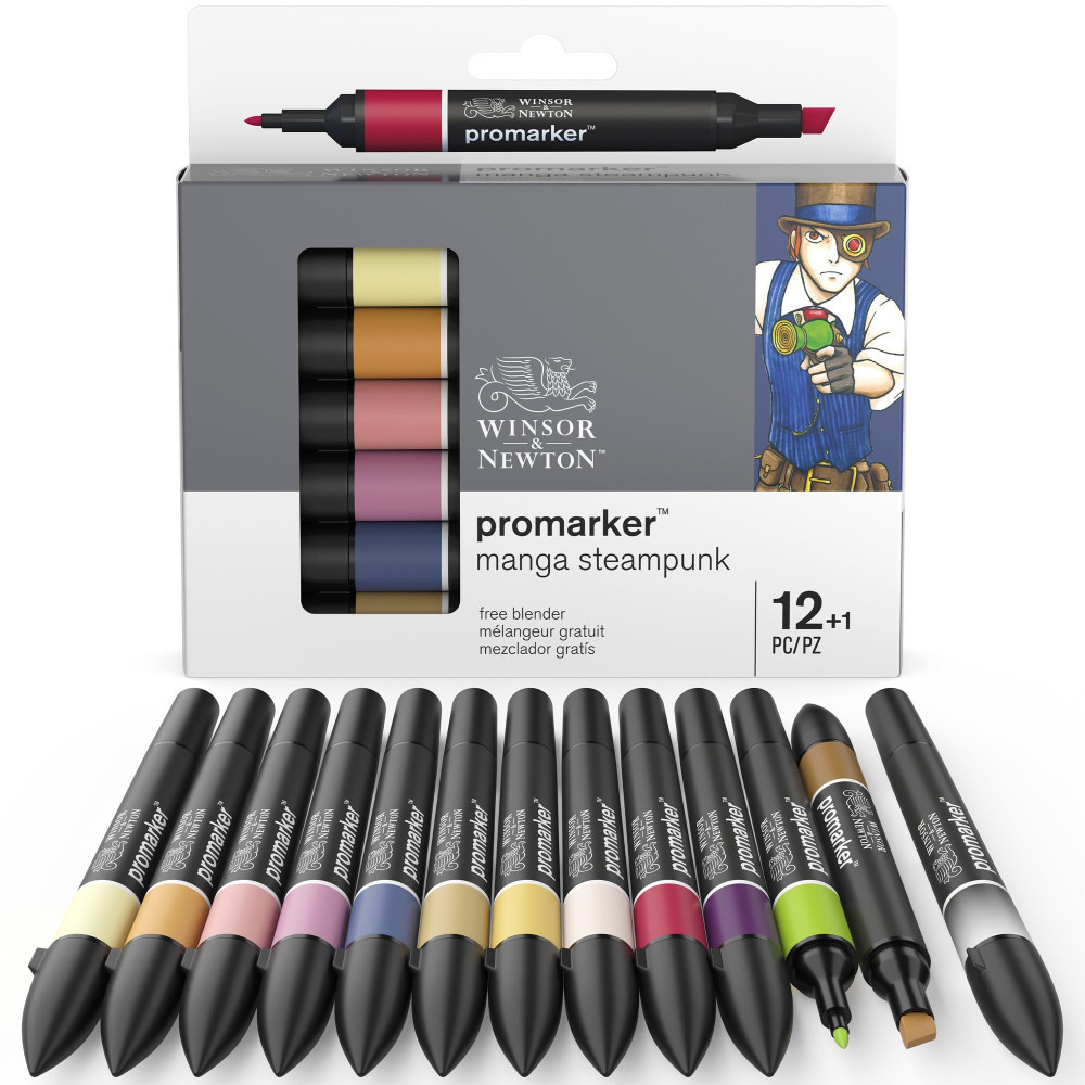 Promarker Manga Steampunk Set - Winsor & Newton - 12 + 1 pc.