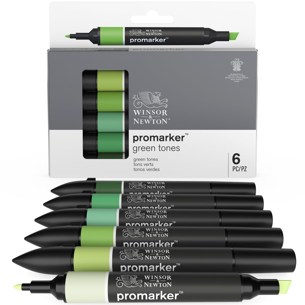 Zestaw Promarker - Winsor & Newton - Green Tones, 6 szt.