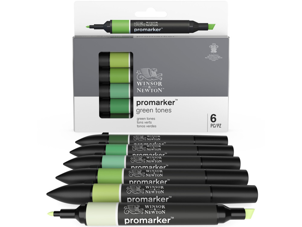 Zestaw Promarker - Winsor & Newton - Green Tones, 6 szt.