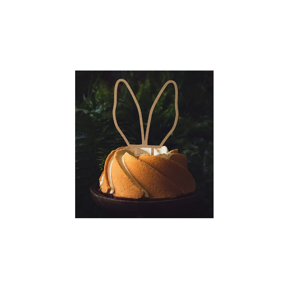 Topper na tort, Uszy Królika - drewniany, 20 cm