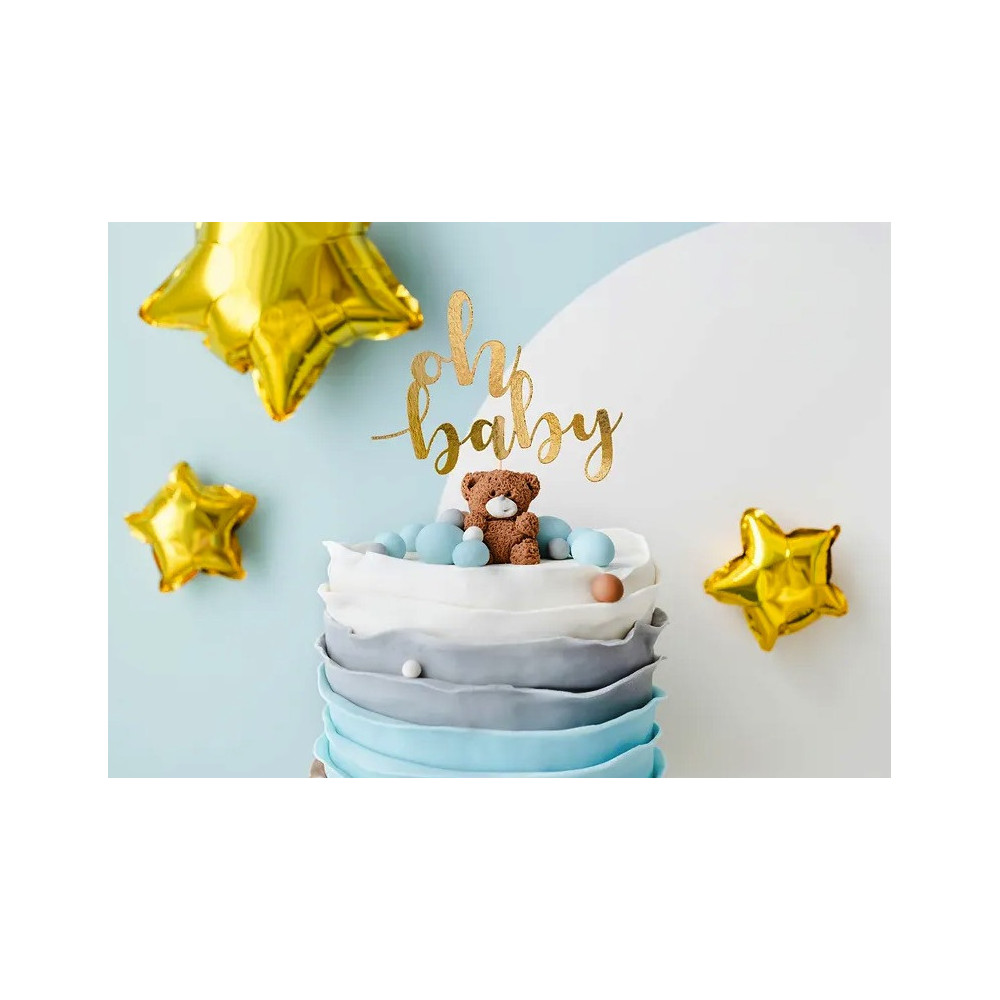 Topper na tort, Oh Baby - złoty, 25 cm