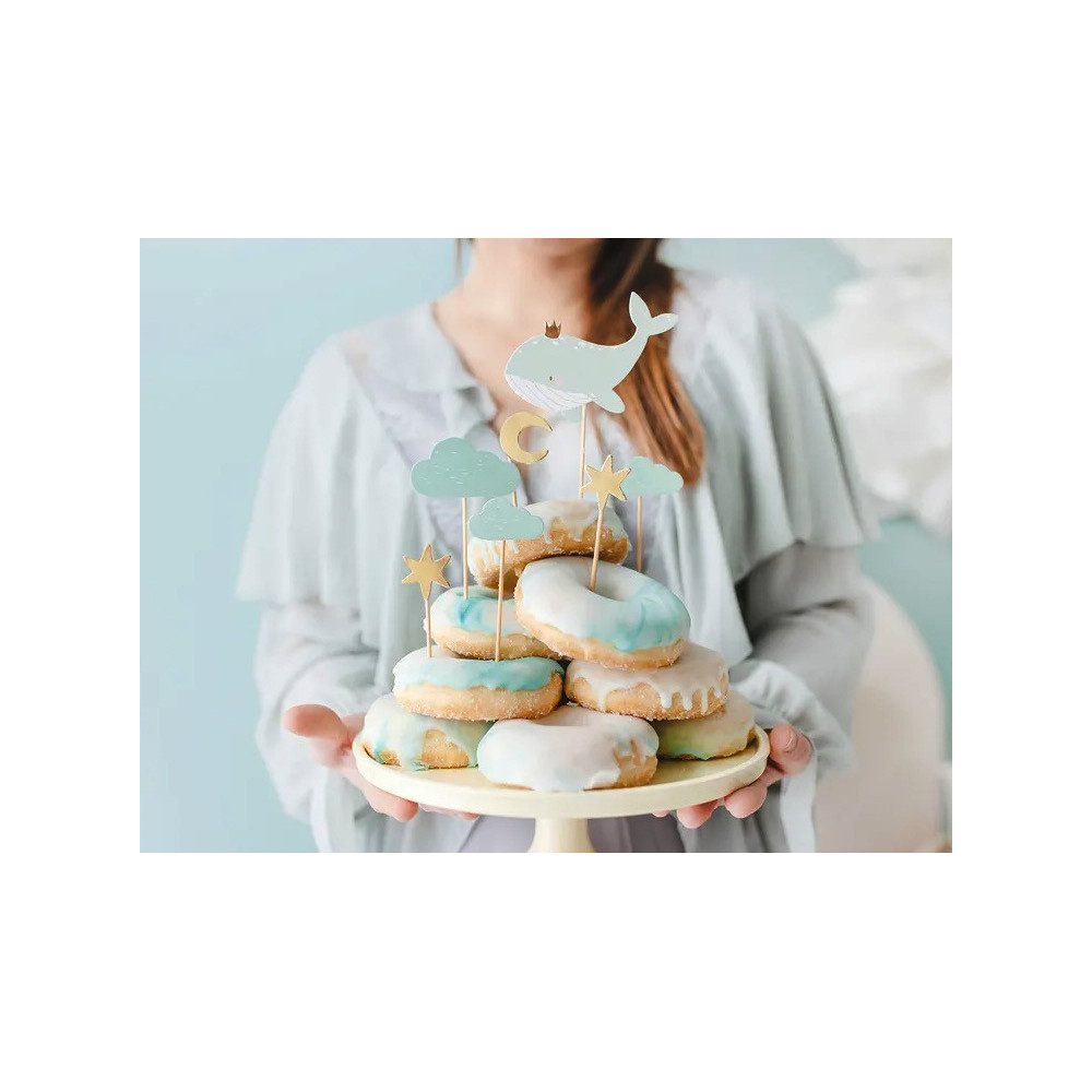 Toppery do muffinek, Wieloryb - niebieskie, 11-13,5 cm, 7 szt.