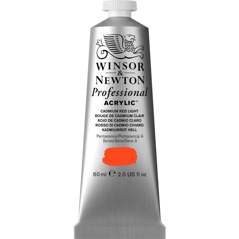 Farba akrylowa Professional Acrylic - Winsor & Newton - Cadmium Red Light, 60 ml