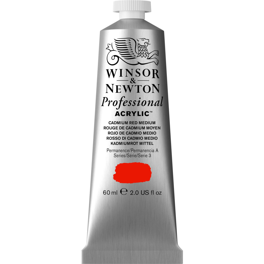 Acrylic paint Professional Acrylic - Winsor & Newton - Cadmium Red Medium, 60 ml